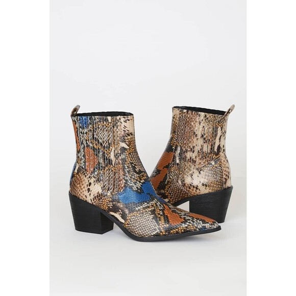 Raid Rocco-1 Multi Crocodile Embossed Pointed-Toe Ankle Boots 7.5 NWOB - Picture 2 of 8